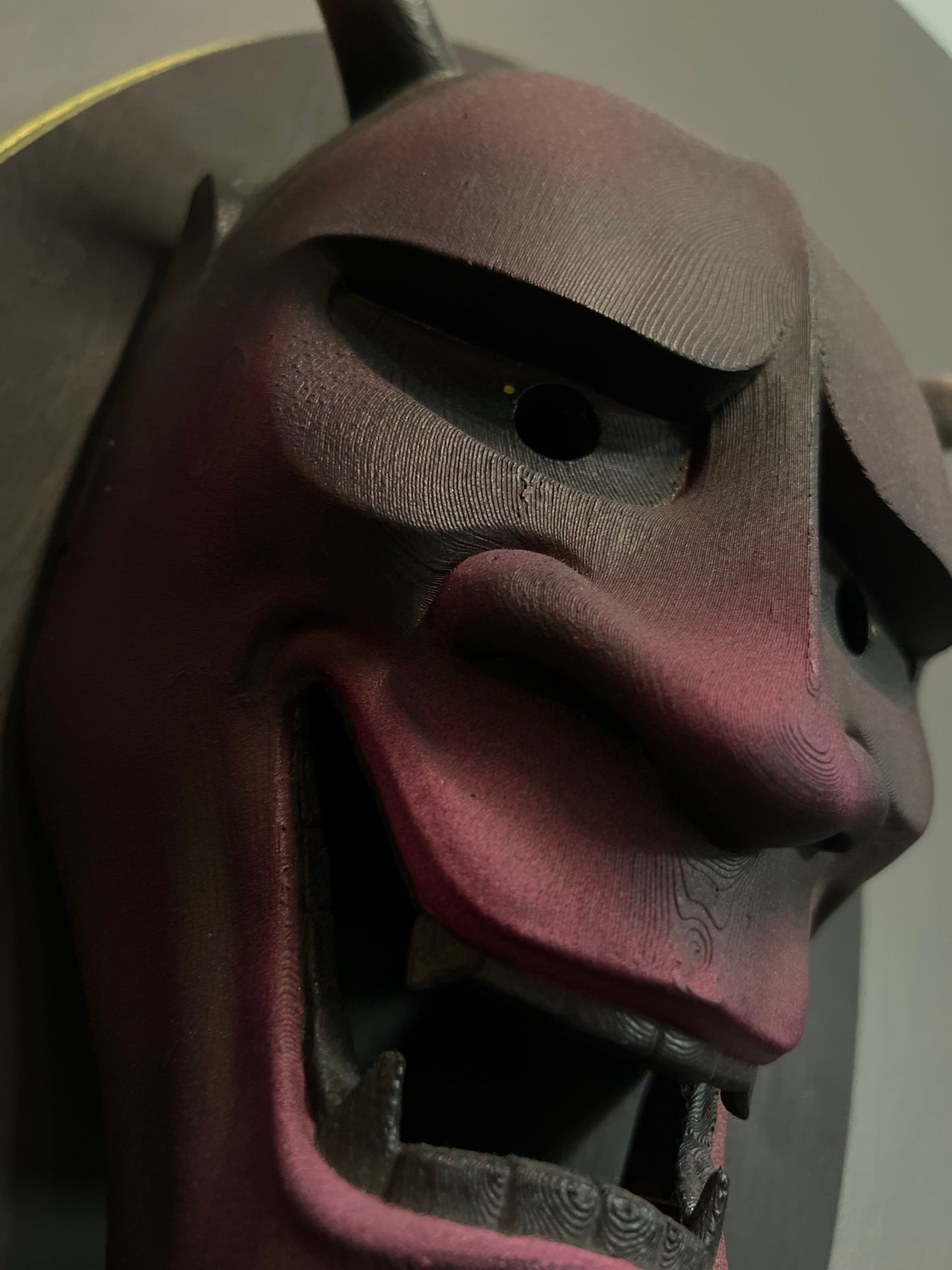 Oni Mask with Frame – Guardian of Strength and Transformation - dark purple edition