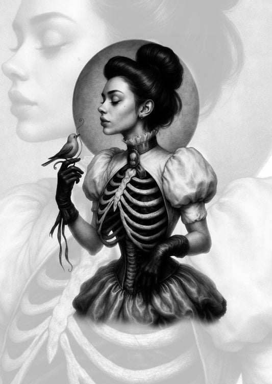 Victorian Skull Lady Flash Tattoo – Ethereal Ink, Paris ON