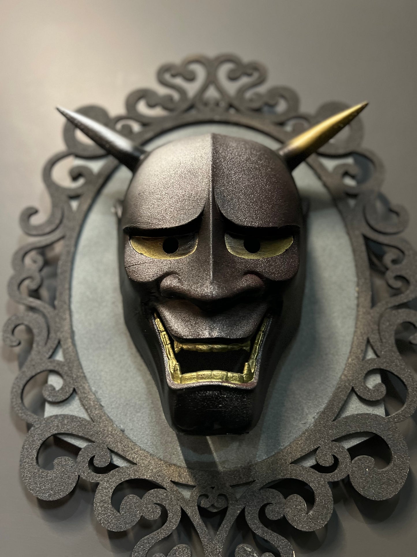 Oni Mask with Frame – Guardian of Strength and Transformation