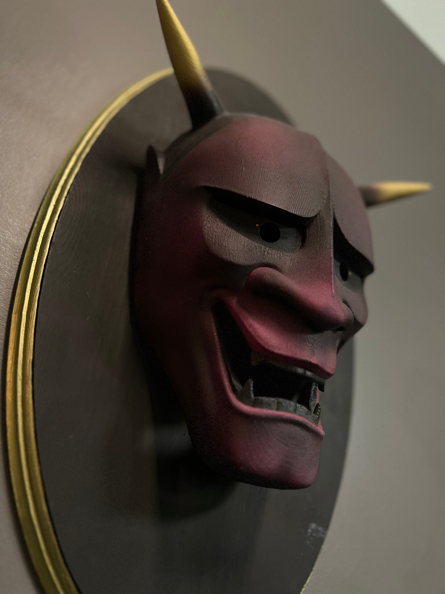Oni Mask with Frame – Guardian of Strength and Transformation - dark purple edition