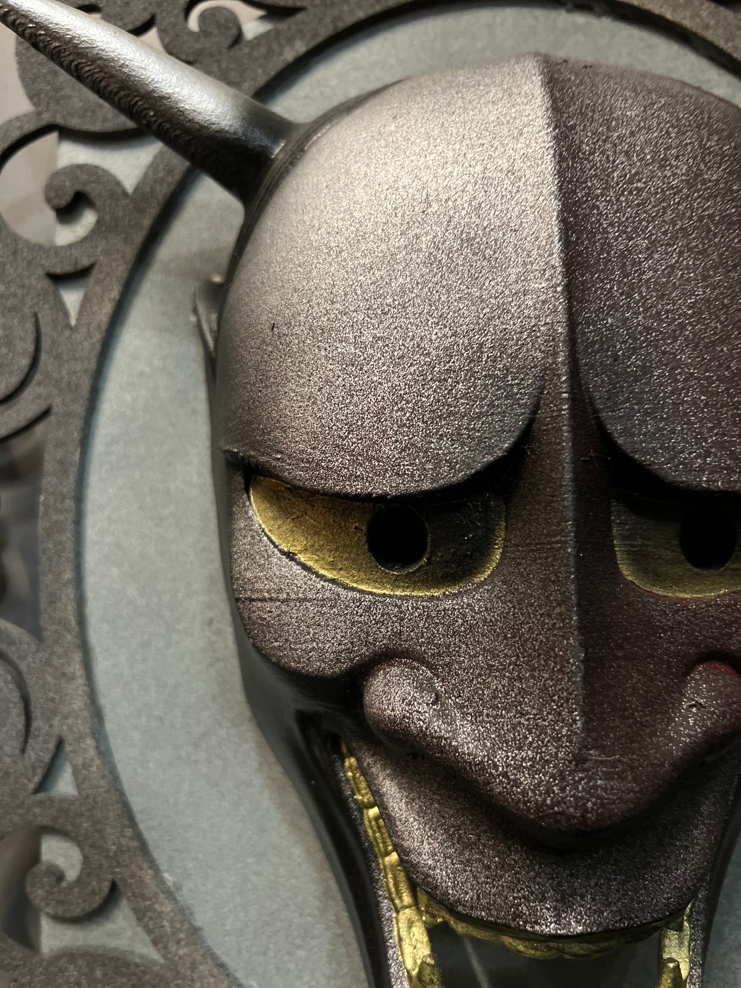 Oni Mask with Frame – Guardian of Strength and Transformation
