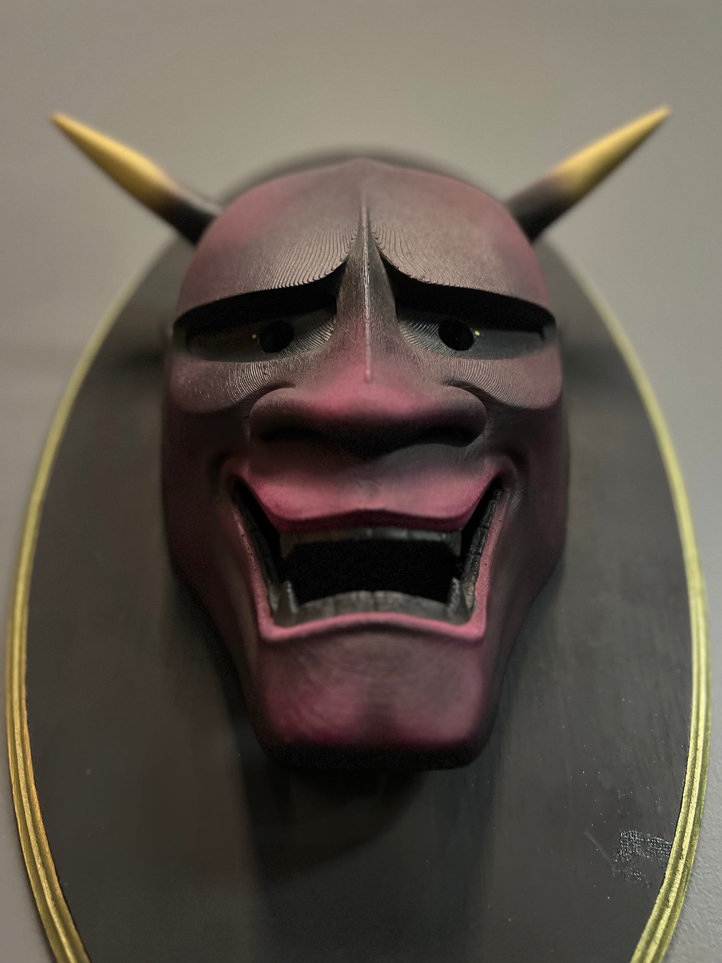 Oni Mask with Frame – Guardian of Strength and Transformation - dark purple edition