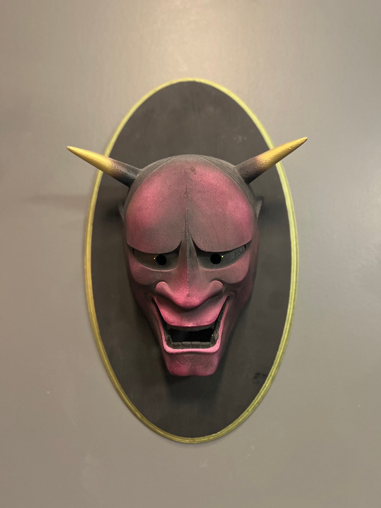 Oni Mask with Frame – Guardian of Strength and Transformation - dark purple edition