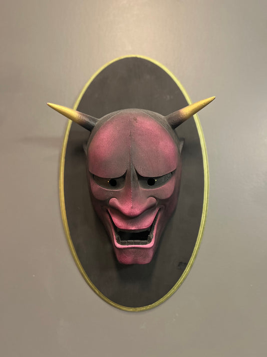 Oni Mask with Frame – Guardian of Strength and Transformation - dark purple edition
