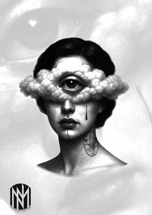 The Veiled Seer – Surreal Esoteric Blackwork Tattoo Flash | Expanded Consciousness Art